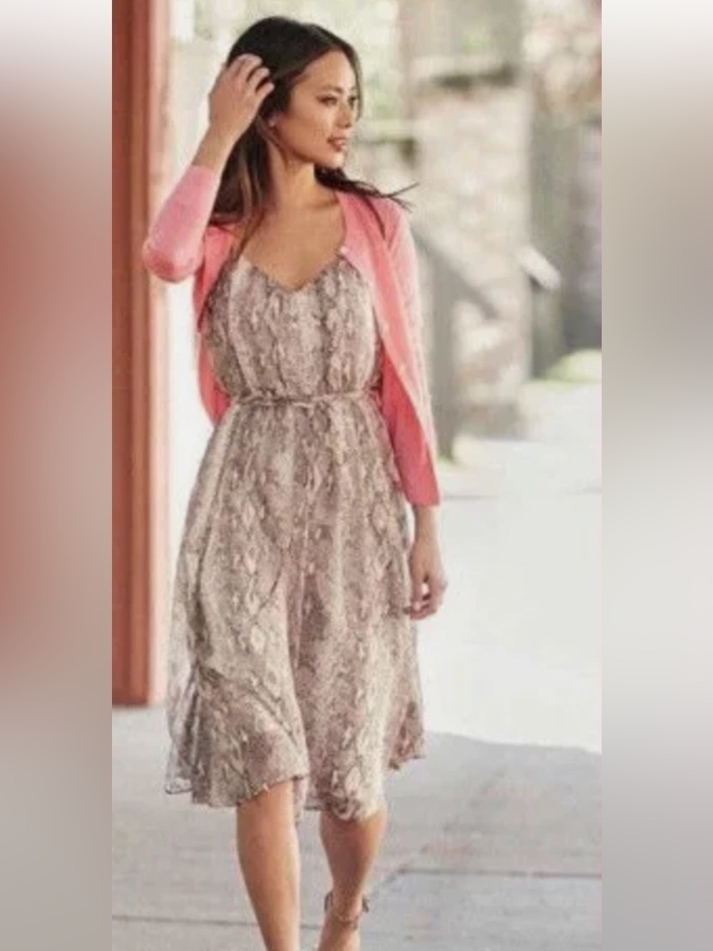 NWT BANANA REPUBLIC Snakeskin Lining Chiffon Strappy Dress - M
